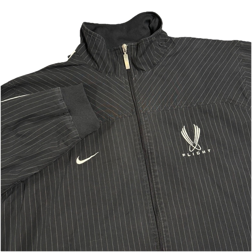 Nike Flight Jacket Vintage Y2K Men's 2XL Black‎ Pinstripe Full Zip Retro Lined